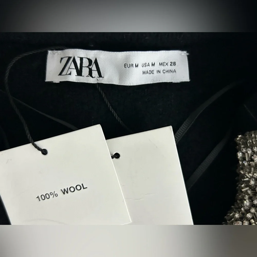 NWT Zara Jacket | ZARA 100% WOOL BEADED CARDIGAN/ JACKET (Size: M) - Picture 5 of 16
